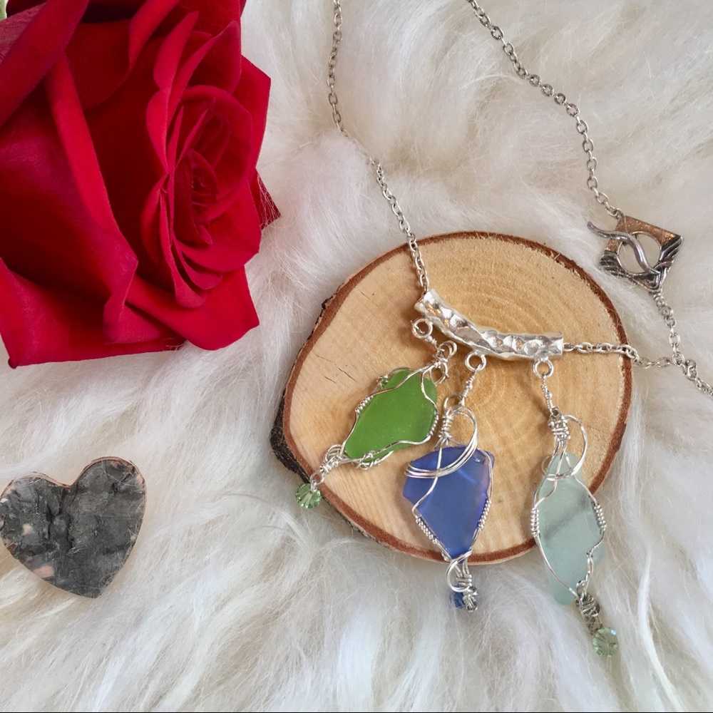 Seaglass in sterling silver 19-20 inch ch